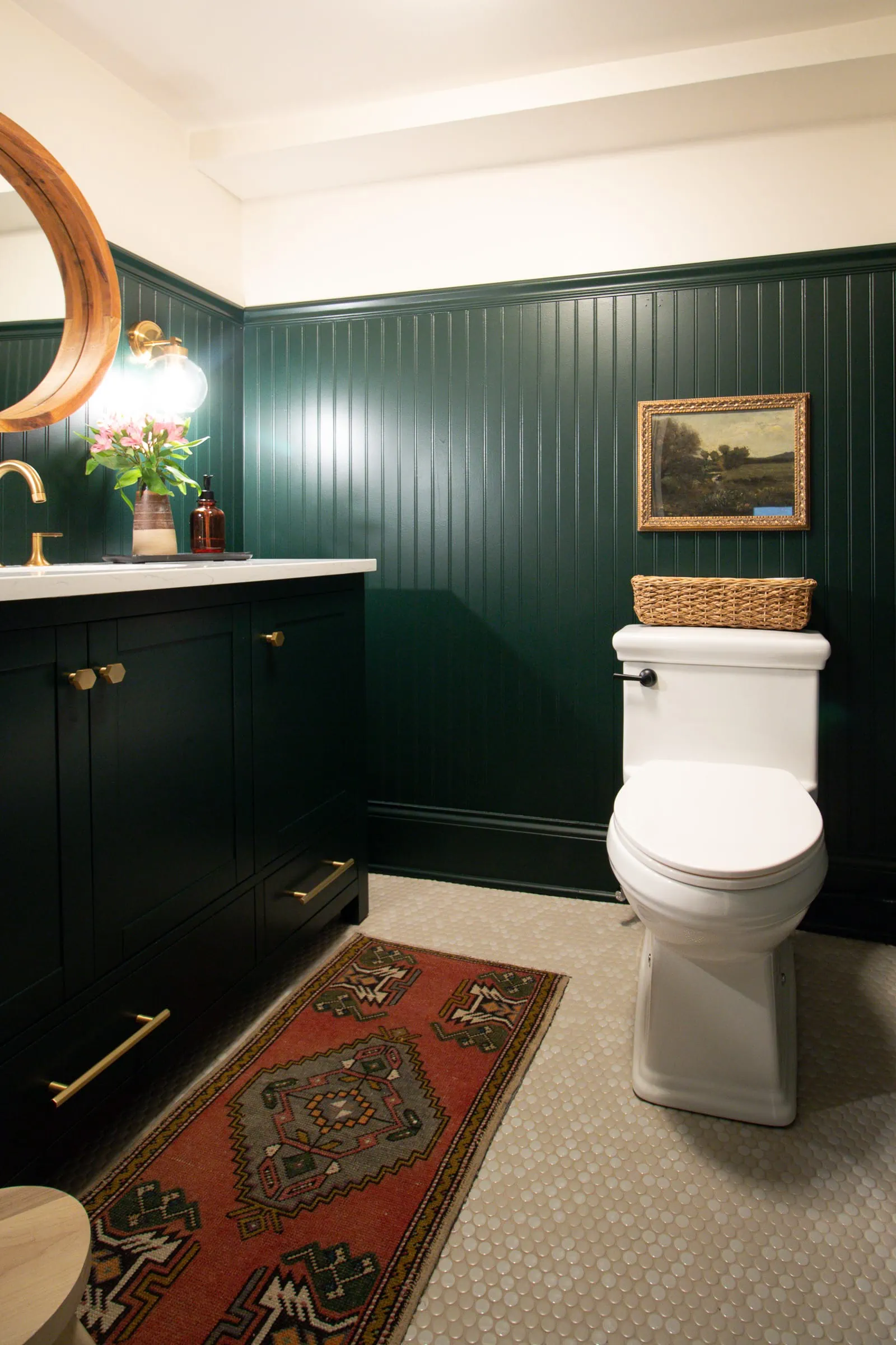 Our dark green bathroom reveal